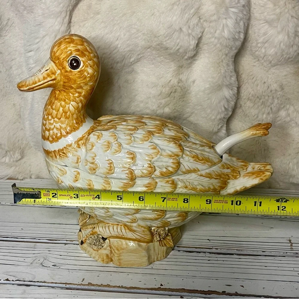 Vintage Jay Willfred NY Italian Art Majolica Duck Tureen Ladle‎ Soup Casserole